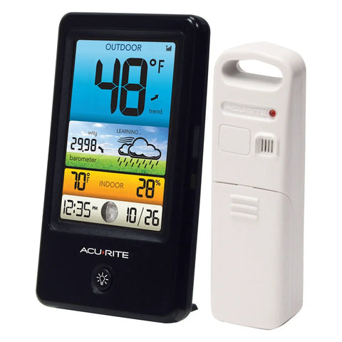 Color Weather Station With Indoor Outdoor Temperature Humidity And Forecast, Daily Highs Lows, Trend Arrows, Wireless Sensor