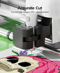Cutting Machine 2 By HTVRONT 5 In 1 Vinyl Cutter with intricate skull design on 13-inch mat, showcasing precise cutting ability.