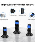 Nine Piece Red Dot Mounting Screw Set With Blue Thread Locker Size 6 32 Stainless Steel Screws In 7mm Diameter Includes 9.5mm 11mm And 12.5mm Lengths For Trijicon RMR SRO Optical Mounts Pro Grade Install Durable Construction.