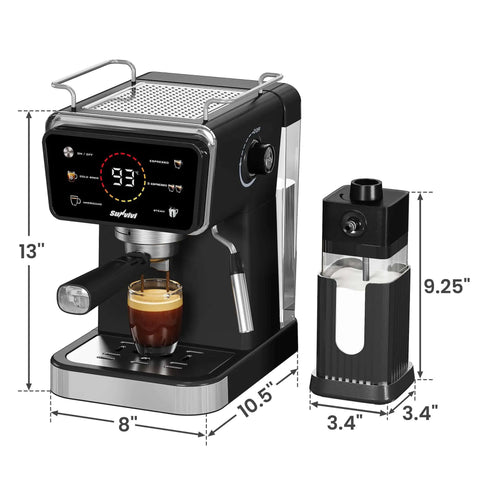 20 Bar Espresso Machine For Home And Office With Milk Frother, Iced Coffee Maker And Cold Brew, Barista Style, LED Display