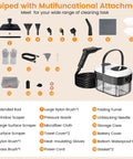 Powerful Handheld Steam Cleaner With 2500W Motor And 3 Bar Pressure Cuts Right Through Grease And Dust accessories and attachments