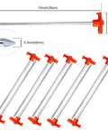 11 Inch Tent Stakes 10 Pack Heavy Duty Ground Anchors for Outdoor Camping and Gazebo Setup, shown with dimensions and orange top.