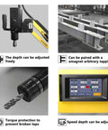 Display of Heavy Duty Electric Tapping Machine With Zero Fuss Touch Controls 360 Vertical Drill Arm with adjustable settings.