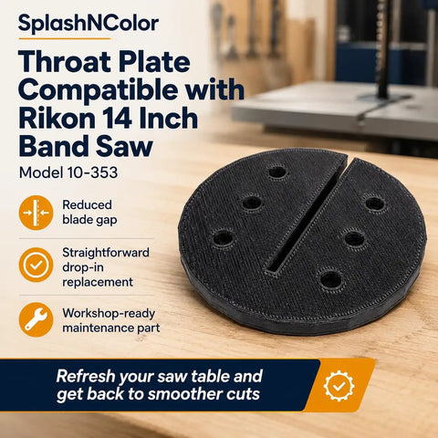 Drop In Throat Plate For Rikon 14 Inch Band Saw Model 10 353 Table Insert Replacement Reduced Blade Gap Smoother Woodworking Cuts