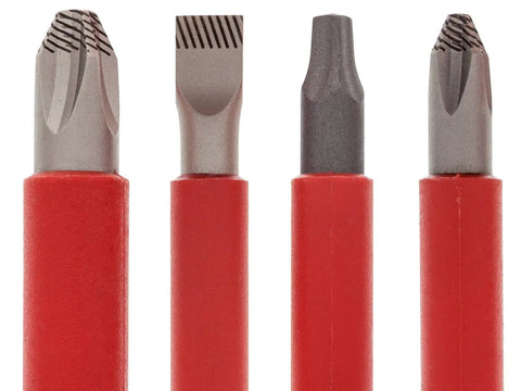 VDE Insulated Screwdriver Set, 12 Piece With Slotted Phillips And Square Tips, 1000V Safety For Electricians, red handles