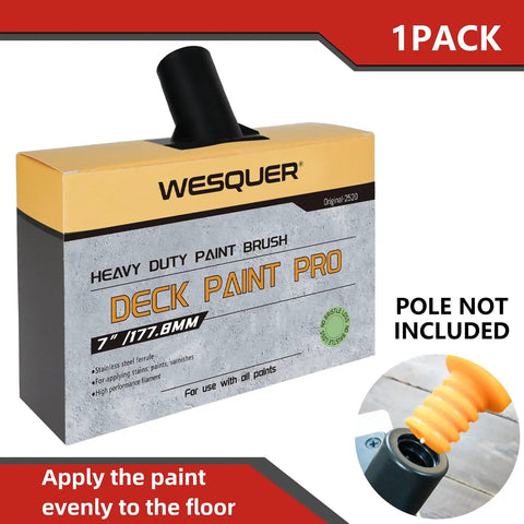 7 Inch Deck Stain Brush For Outdoor Wood Projects With Wide Coverage Pro Grade Ferrule box packaging, 1 pack