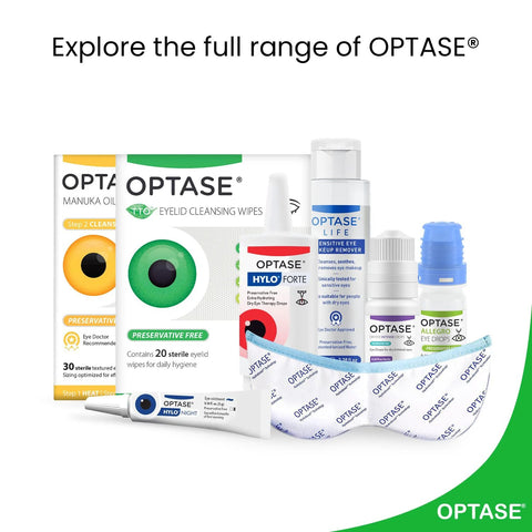 OPTASE TTO Eyelid Cleansing Wipes, 20-count, tea tree oil, preservative-free, front packaging