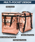 Reusable Grocery Bags On Wheels Rolling Tote Bag With Large Capacity And Durable Double Layer PP Material For Easy Cleaning, highlighting multi-pocket design and trolley backpack style, in black, 16x11.5x23.5 inches.