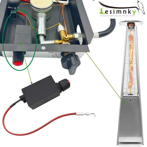 Electronic Push Button Pulse Igniter With Glass Tube 14 Inch Cable And Controller Box For Patio Heaters setup image