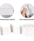 DIY Pinch Pleat Curtain Kit With 10 Meters Of Pleater Tape And 30 Stainless Steel Four Prong Curtain Pleater Hooks White