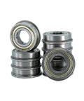Pack of 10 silver flanged hex-bore ball bearings, 1/2 in ID, 1-1/8 in OD, 5/16 in width