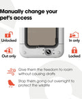 Microchip Activated Cat Flap 360 Door With ISO And AVID Compatibility, manual controls for entry access, white design