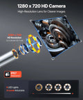 4-Way Articulating Endoscope With Light, 1080P HD Borescope Camera, Ultra Slim 0.15 Inch Probe, Flexible Snake Scope For Tight Spots, Wall And Auto Inspections, 4.9 Foot Cable, Clear View In Narrow Cracks; 1280x720 HD sensor, IP67 waterproof, 6 LEDs