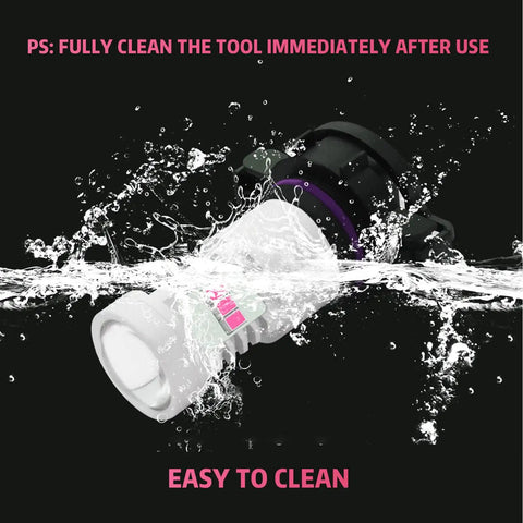 Pink Cordless HVLP Paint Sprayer Kit showcasing easy-to-clean feature with water splash effect on removable parts