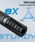Close-up view of the carbon fiber leg of Camera Tripod 65.5 Inch Tall with Arca Swiss E10 showing 8x strength and durability.