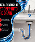 Kick Stubborn Sink Drain Clogs To The Curb With This Heavy Duty Shower Unclogging Tool That Yanks Out Tough Hair Plugs And Keeps Your Bathtub Flowing Smooth As Butter All Day Long; 18" drain snake showing barbed design in plumbing.
