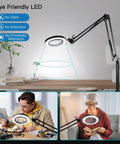 10X Magnifying Floor Lamp With Light And Stand 3 In 1 Hands Free Loupe for estheticians; adjustable height, dual color modes, clamp base