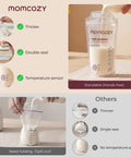 200 Pack Breastmilk Storage Bags Featuring Nifty Temperature Color Shift And Knockout Double Zip Seal For Freezing 6 Ounce Sterilized Breastfeeding Supplies Dead Simple Straight Up Smooth Sailing Bundle with temperature sensor.