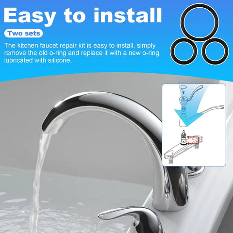 Moen 96778 O-Ring Kit For Kitchen Faucets, installation diagram and rubber spout seals displayed near faucet spout
