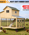 8x2 Inch Heavy Duty Casters Set Of 2 With Solid Rubber Wheels Knobby Tread 3600 Lbs Total Capacity on chicken coop