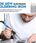 Person using 60W Adjustable Temperature Soldering Iron Kit for Electronics and Jewelry Repair, a Must Have for DIYers