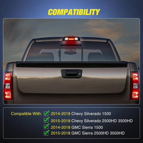High Mount 3Rd Brake Light LED Cargo Lighting For Chevy Silverado And GMC Sierra Trucks 2014 2018 Rear Center Tail Light Upgrade