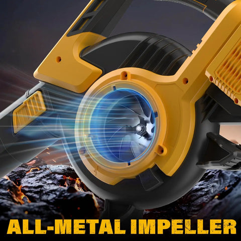All-metal impeller of 3 In 1 Cordless Leaf Blower Vacuum Mulcher With Bag Brushless Power 360 CFM 5 Speed Modes Battery Operated