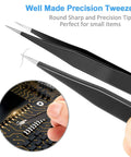 Go-To All-in-One 7-Piece Precision Tweezers Set - Anti-Static Stainless Steel ESD Tweezers Kit For Electronics, Soldering, Craft