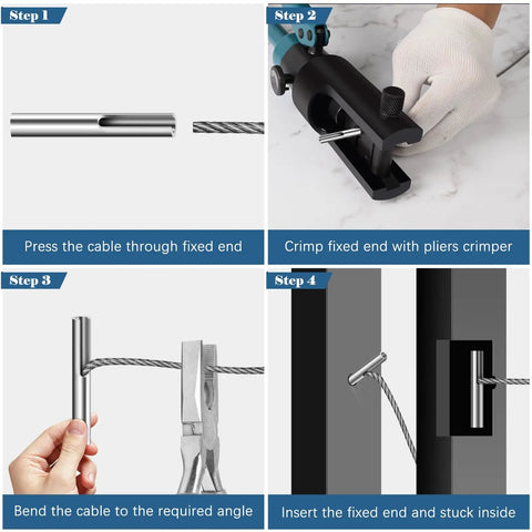 Installation steps for One Eighth Inch Invisible Cable Railing Kit Terminal Toggle Anchor Angle For Stainless Steel Cable Railing Systems T316