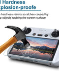 9H Hardness Glass on DJI Controller with Hammer Impact Demonstration, Glare Free Matte Screen Protector For DJI Mini 5 Pro