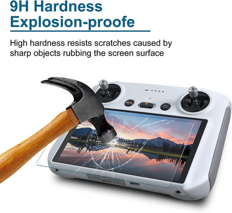 9H Hardness Glass on DJI Controller with Hammer Impact Demonstration, Glare Free Matte Screen Protector For DJI Mini 5 Pro