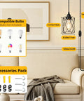 Sleek 15 Foot Plug In Pendant Light With Dimmable Black Metal Shade And Twisted Cord Zero Hassle Hook Up Industrial Ceiling Fixture for bedroom with yellow accessories.