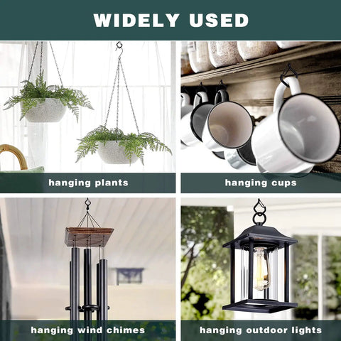 Super Slick Dead Simple Q-Hanger Hooks 20 Pack For Indoor Ceiling And Covered Patio String Lights Plus Hanging Plants Wind Chimes With Drywall Anchor Inserts Black Square Frame