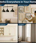 Various home settings showing uses of Self Drilling Drywall Anchors With Screws Set 160 Pcs Dual Size, including lamps and picture frames.