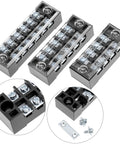 Pro Grade Dual Row Screw Terminal Block Kit With 6 Sets 4/5/6 Position Options And Jumpers, 600V 15A Blocks showcasing connectors