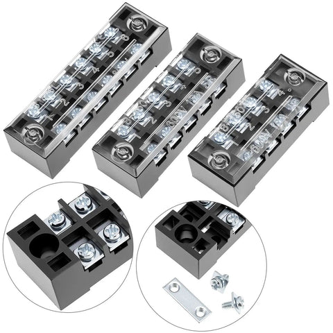 Pro Grade Dual Row Screw Terminal Block Kit With 6 Sets 4/5/6 Position Options And Jumpers, 600V 15A Blocks showcasing connectors
