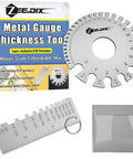 Round Dual Sided Wire Gauge And Sheet Thickness Gauge Set in stainless steel for welding measurement, 2-piece wire size chart.