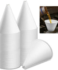 Disposable Engine Oil Funnels Set For Quick Oil Changes Paper Car Oil Change Funnels shown stacked and in use for motor oil pouring.