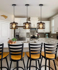 Farmhouse Pendant Lights 2 Pack Modern Black Hanging Light Fixtures with Hexagonal Cage over kitchen island