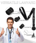 Heavy Duty Retractable Lanyard For ID Badges And Keys With Breakaway Safety, Upgraded Carabiner, Durable Key Ring, Two Card Thumb Slot Badge Holder