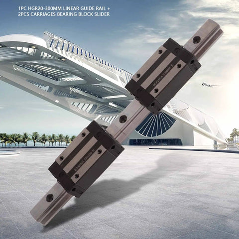 Precision HGR20 Linear Rail And Slide Set With Dual Bearings For Silky Smooth CNC Builds and Industrial Gear 300mm length.