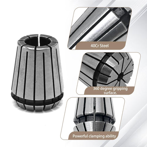 Close-up of 9 Piece ER32 Spring Collet Set For CNC Milling Lathe Engraving Machines with 40Cr steel and 360-degree grip