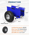 Heavy Duty Panel Moving Dolly With 600 Lb Capacity, All Terrain 10 Inch Inflatable Tires, Adjustable Clamp From 0 To 9.5 Inches