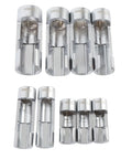 9 Piece Fuel Line Socket Set With Three Eighths And One Half Inch Drive From Ten To Twenty Two Millimeter Sizes CRV Steel