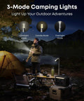 SOLIX C800X Portable Power Station With 100W Solar Panel 1200W Peak Output 768Wh LiFePO4 Battery Built In Camping Lights setup