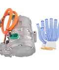 Bolt Right In 125W Belt Driven AC Compressor For Tesla Model S And Model X 2016 To 2020 with orange wires and gloves