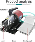 Top Tier Semi Automatic Pneumatic Terminal Crimper with 1.3 Ton Force and 0.6-0.8 Mpa Air Pressure shown with handle and foot pedal.