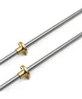 Two 200mm Tr8X2 Lead Screws With T8 Brass Nuts For Your 3D Printer Z Axis Upgrade, Acme Thread, 2mm Pitch, 1 Start, SUS304