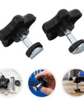 Plastic Star Knob Screw Set With Bolt And Nut Wide Compatibility Clamping Handle for fixtures and control boxes, black color shown.