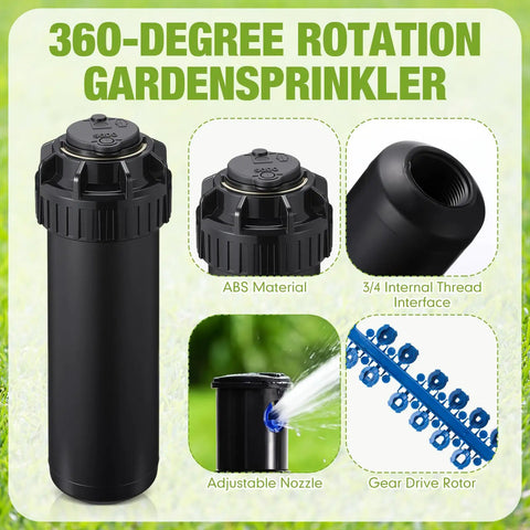 Knockout Pack Slick Gear Drive Pop Up Sprinkler Heads featuring ABS material and adjustable nozzle for effective lawn hydration.
